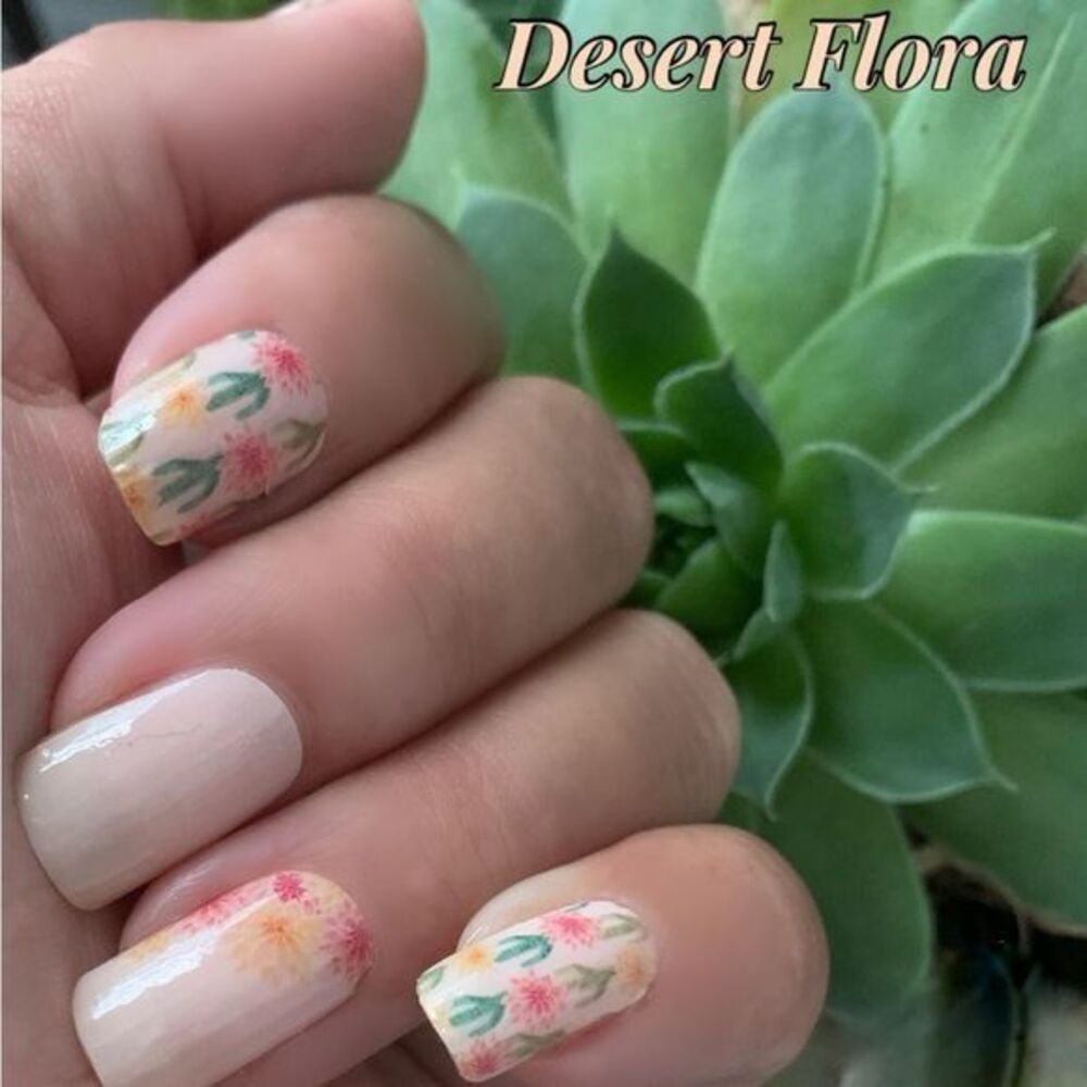 Color Street | Desert Flora, flowering cacti on a pale orange-pink creme base